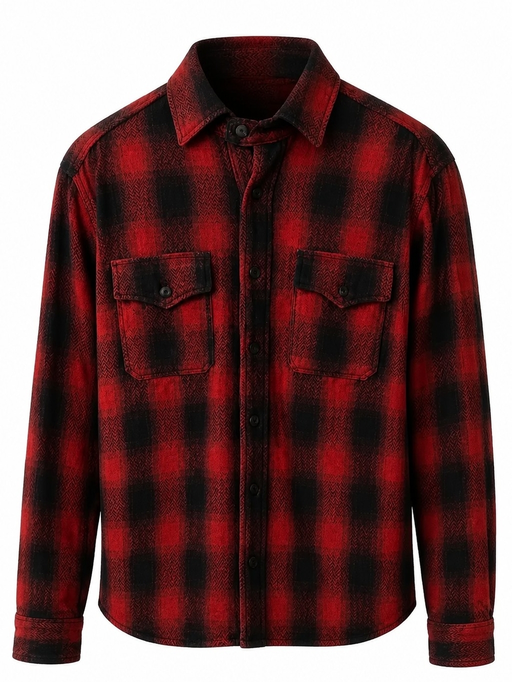 Freenote Cloth Scout Medium Flannel Furnace Red Black Plaid Made In The USA